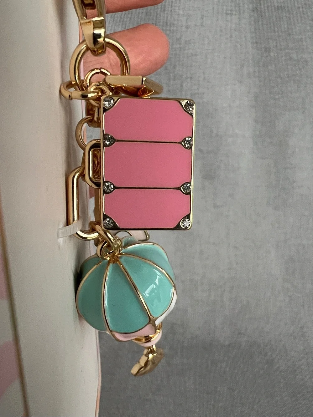 Piper K Eiffel Tower Hot Balloon Suite Case Paris Travel Key Fob Bag Charm
